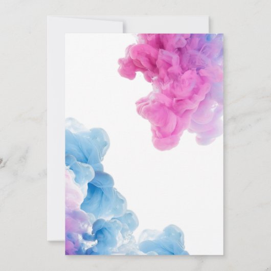 彼または彼女の青いピンクの煙のジェンダーが招待を明らかにする 招待状 (裏面)