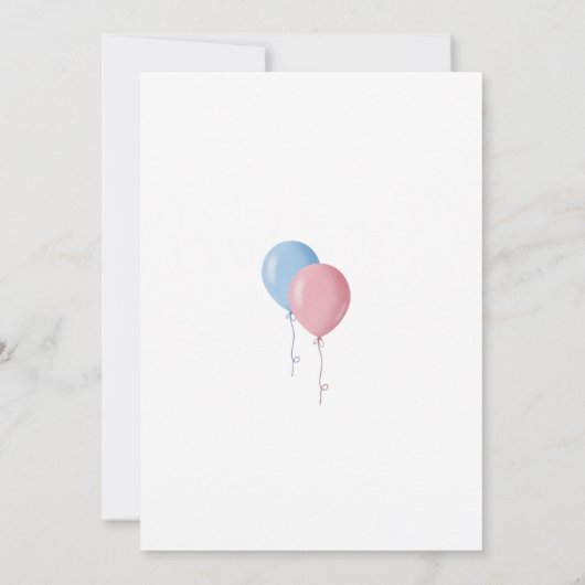 彼または彼女の風船の性別が明らかにするパーティー 招待状 (裏面)