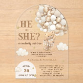 彼または彼女はテディベア性別を明らかにする アクリル招待状 (正面)