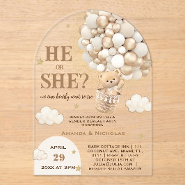 彼または彼女はテディベア性別を明らかにする アクリル招待状
