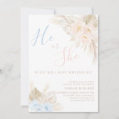 彼または彼女はピンクの青のジェンダーを明らかにする 招待状 (正面)