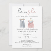 彼または彼女は何がベビーの水色ボホモダン 招待状 (正面)