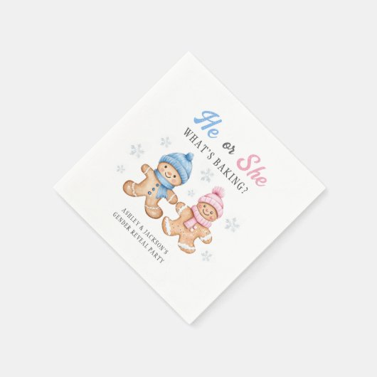 彼または彼女は何がベーキングジンジャーブレッド性別を明らかにする スタンダードカクテルナプキン (角)