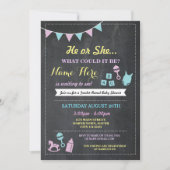 彼または彼女は性ベビーシャワーの招待を明らかにします 招待状 (正面)