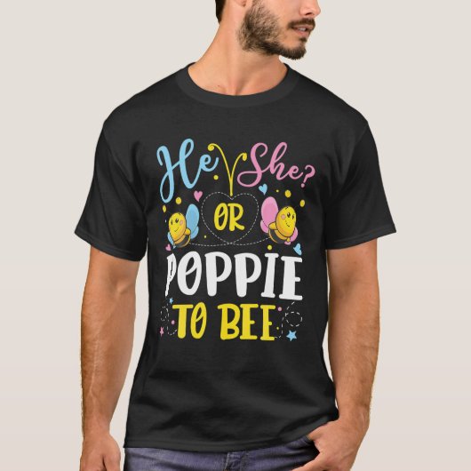 彼または彼女は性別明らかにするためにポピーおもしろい Tシャツ (正面)