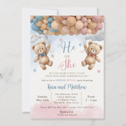 彼または彼女は赤ちゃんシャワー招待状を負担し、我々は心底良い 招待状 (正面)