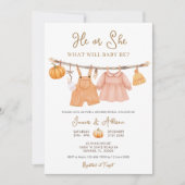 彼または彼女は赤ちゃん服をカボチャ性別が明かす 招待状 (正面)