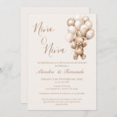 彼または彼女は風船でテディベア私を明かす 招待状 (正面/裏面)