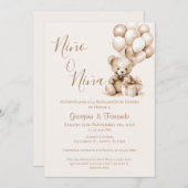 彼または彼女は風船でテディベア私を明かす 招待状 (正面/裏面)