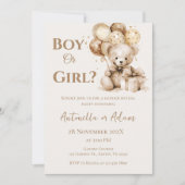 彼または彼女は風船でテディベア私を明かす 招待状 (正面)