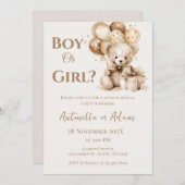 彼または彼女は風船でテディベア私を明かす 招待状 (正面/裏面)