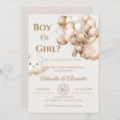 彼または彼女は風船でテディベア私を明かす 招待状 (正面/裏面)