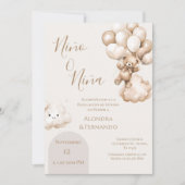 彼または彼女は風船でテディベア私を明かす 招待状 (正面)