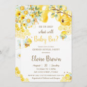彼または彼女は黄色のフローラ性明らかにパーティー 招待状 (正面/裏面)