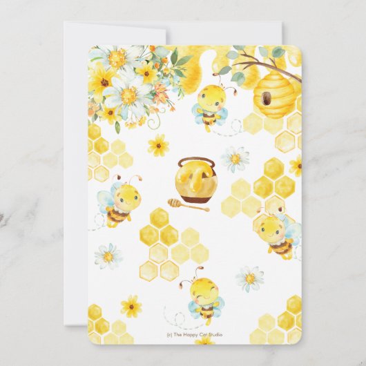 彼または彼女は黄色のフローラ性明らかにパーティー 招待状 (裏面)