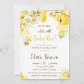 彼または彼女は黄色のフローラ性明らかにパーティー 招待状 (正面)