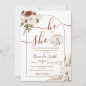 彼または彼女はBoho Arch Pumpkinジェンダーはインビタティを明らかにする 招待状 (正面)