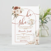 彼または彼女はBoho Arch Pumpkinジェンダーはインビタティを明らかにする 招待状 (スタンド正面)