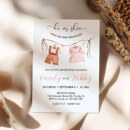 彼または彼女はBoho Clotheslineジェンダーを明らかにする 招待状