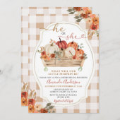 彼または彼女カボチャのパッチ秋フローラジェンダーの明かす 招待状 (正面/裏面)