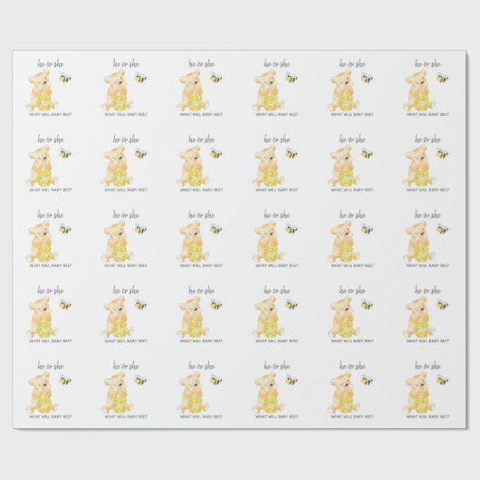 彼または彼女テディベア性別を明らかにするパーティー ラッピングペーパー (フラット)