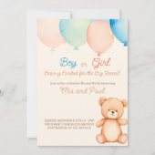 彼または彼女テディベア性発現招待状 招待状 (正面)