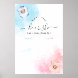 彼または彼女テディベア服の性別の表示サイン ポスター