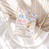 彼または彼女テディベア熱い気球ジェンダーの明かす 招待状