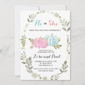 彼または彼女ピンクの青いカボチャのジェンダーを明かす 招待状 (正面)