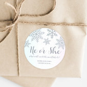 彼または彼女ピンクの青い冬のスノーフレークのジェンダーを明かす ラウンドシール