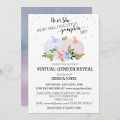 彼または彼女ピンクブルーパンプキンジェンダーがバーチャルを明かす 招待状 (正面/裏面)