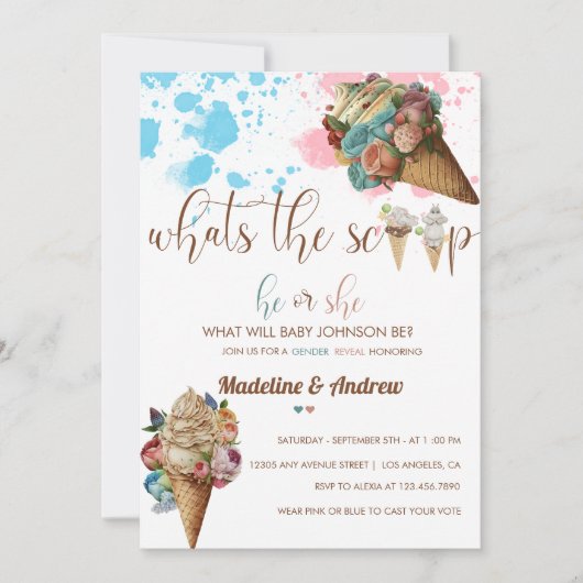 彼または彼女 |男の子または女の子 |性別の表示 招待状 (正面)