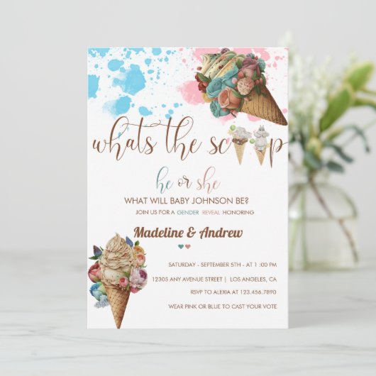 彼または彼女 |男の子または女の子 |性別の表示 招待状 (スタンド正面)