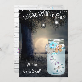 彼または彼女、赤ちゃんシャワー性別でドラゴンフライを明らかにする 招待状