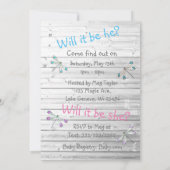 彼または彼女、赤ちゃんシャワー性別でドラゴンフライを明らかにする 招待状 (裏面)