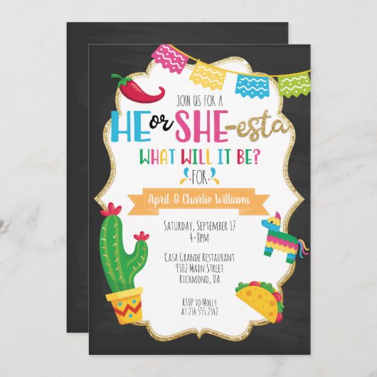 彼または彼女estaはフェスタのテーマの性明らかにします 招待状 (正面/裏面)