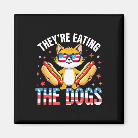 彼らおもしろいは猫たち食べの犬であるトランプ マグネット (正面)