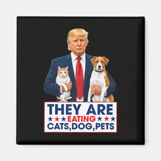 彼らおもしろいは猫とペットの犬だ マグネット (正面)
