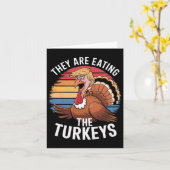 彼らおもしろいは食べ七面鳥の感謝祭だ カード (黄色い花)