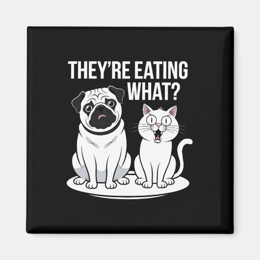 彼らおもしろいは食べ犬の彼らの食べCaだ マグネット (正面)