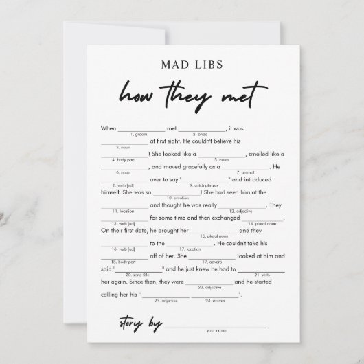 彼らがモダンブライダルLibsゲームに会った方法 招待状 (正面)