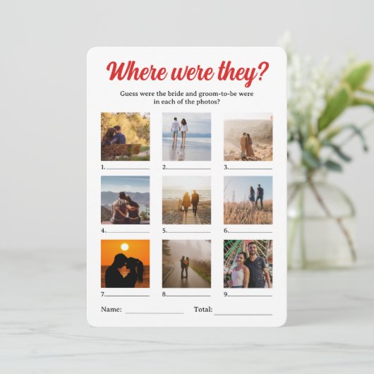 彼らが写真を推測するカップルのシャワーゲームはどこだった カード (スタンド正面)