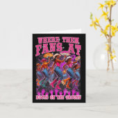 彼らが地面の上でブーツでファンの女性のカーボーイを我々 カード (黄色い花)