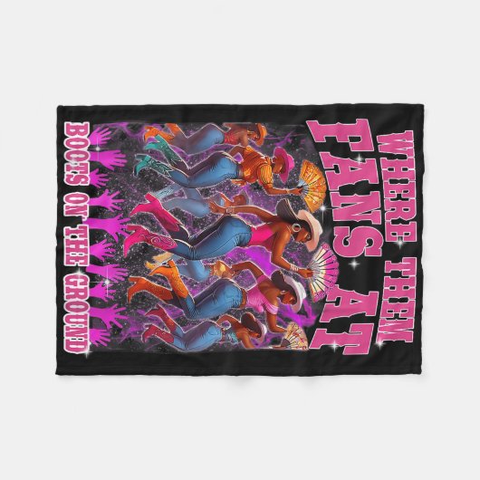 彼らが地面の上でブーツでファンの女性のカーボーイを我々 フリースブランケット (正面(横))