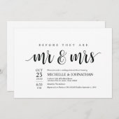 彼らが氏および夫人リハーサルの招待である前に 招待状 (正面/裏面)