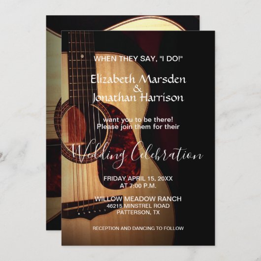 彼らが私がギターカントリーの結婚式を挙げると言ったとき 招待状 (正面/裏面)