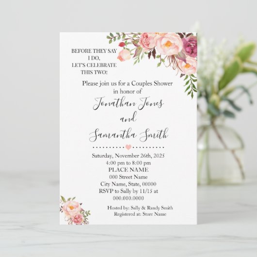 彼らが言う前に私はカップルはピンクのシャワーをシャワー結婚する 招待状 (スタンド正面)