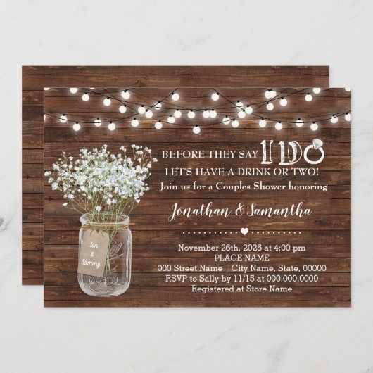 彼らが言う前に私はカップル結婚のシャワーを行う 招待状 (正面/裏面)