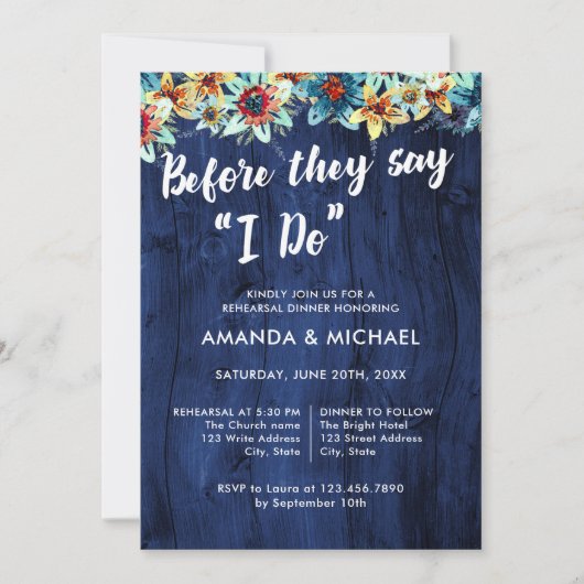 彼らが言う前に私は木のリハ素朴ーサルディナー 招待状 (正面)