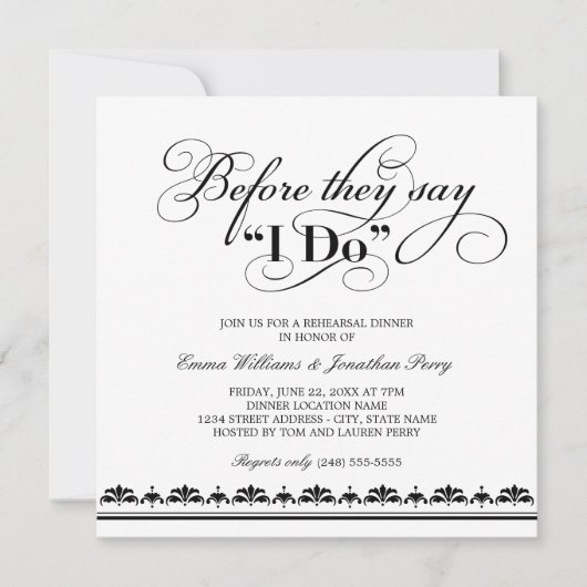 彼らが言う前に私は黒のリハーサルの夕食をする 招待状 (正面)